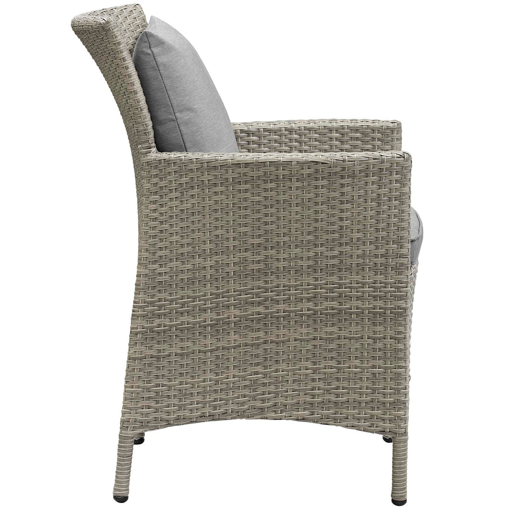 Conduit Outdoor Patio Wicker Rattan Dining Armchair in Light Gray Gray