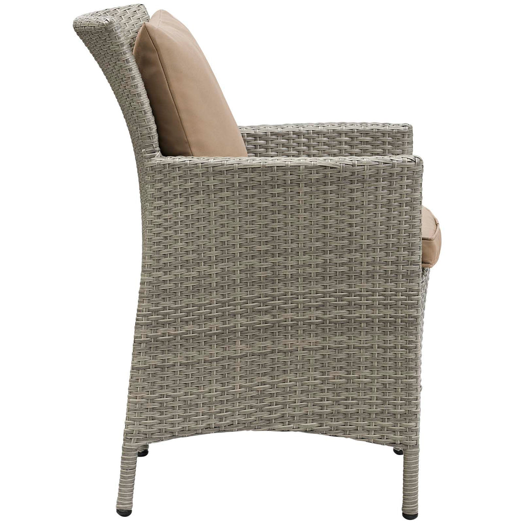 Conduit Outdoor Patio Wicker Rattan Dining Armchair in Light Gray Mocha