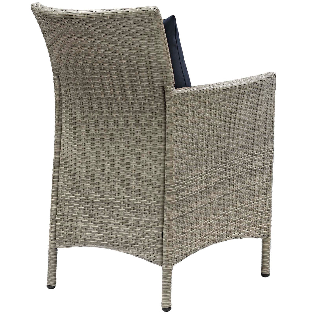 Conduit Outdoor Patio Wicker Rattan Dining Armchair in Light Gray Navy