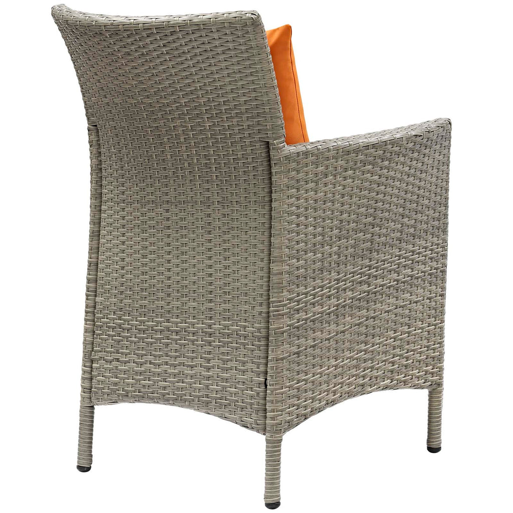 Conduit Outdoor Patio Wicker Rattan Dining Armchair in Light Gray Orange