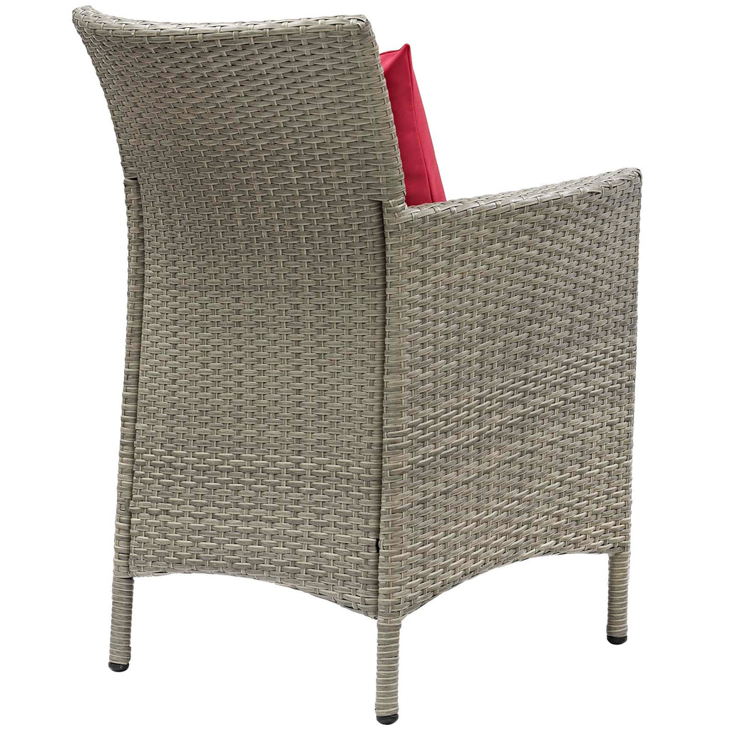 Conduit Outdoor Patio Wicker Rattan Dining Armchair in Light Gray Red