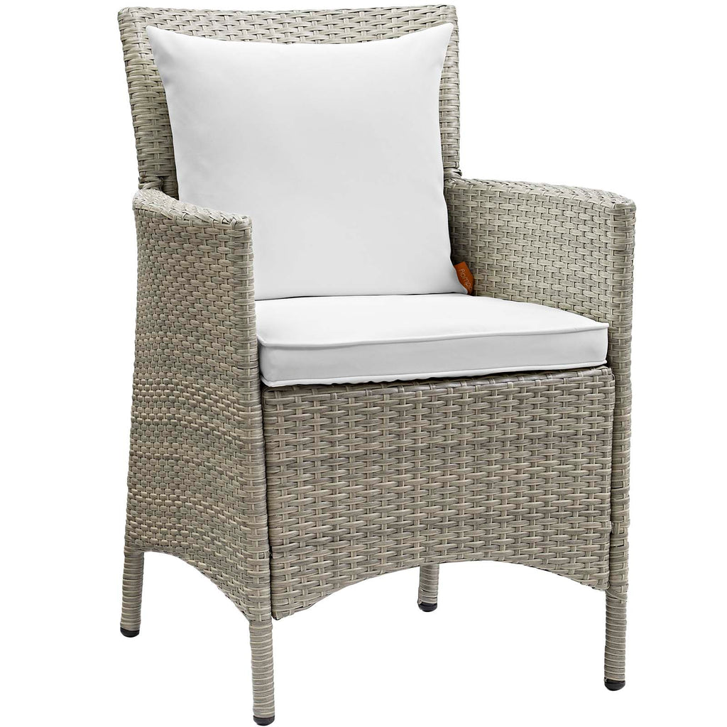 Conduit Outdoor Patio Wicker Rattan Dining Armchair in Light Gray White