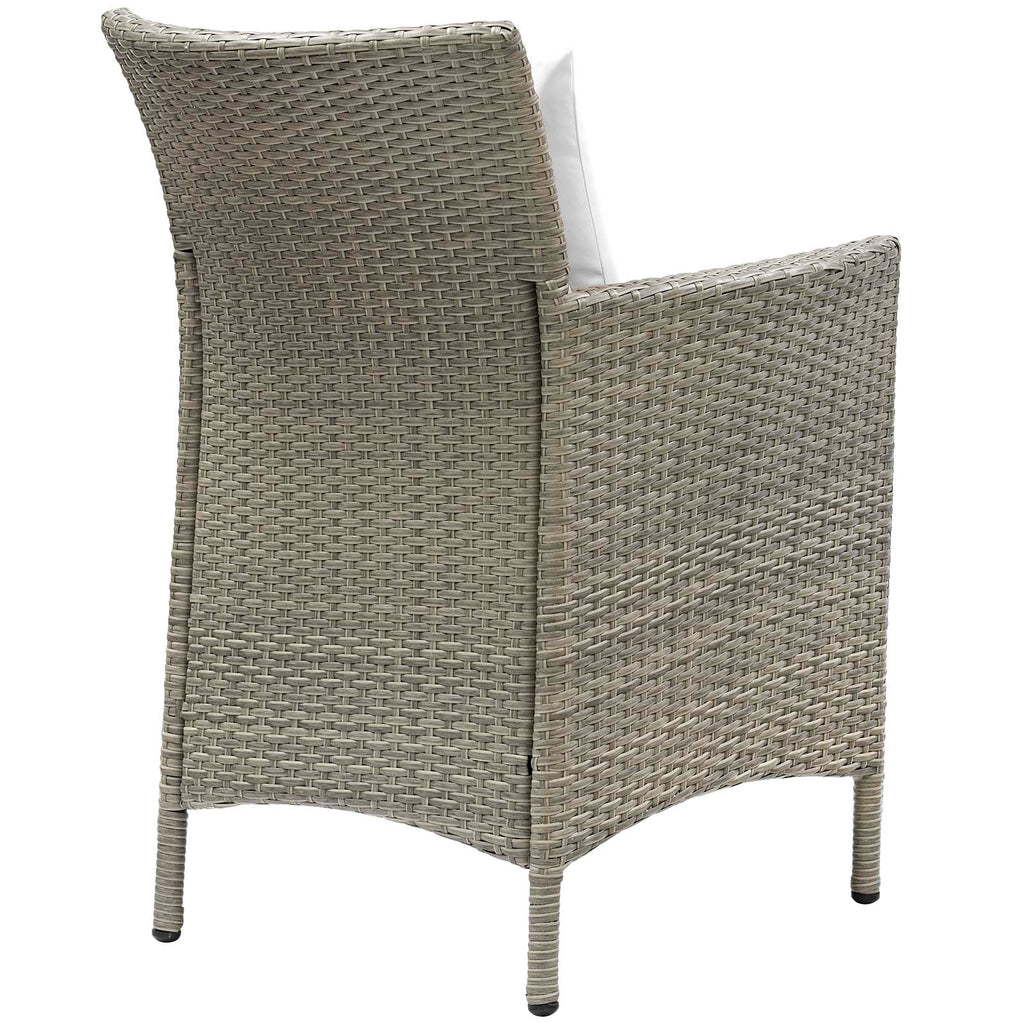 Conduit Outdoor Patio Wicker Rattan Dining Armchair in Light Gray White