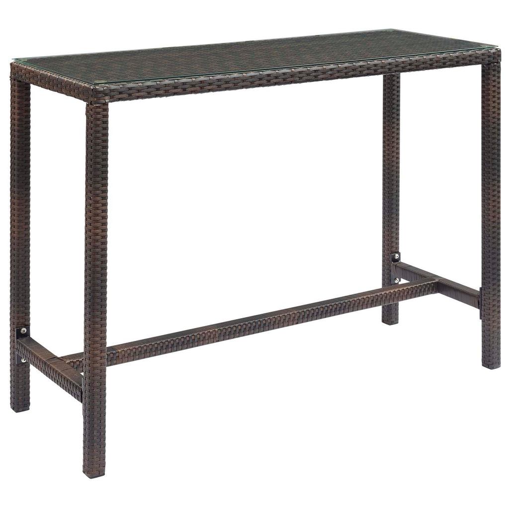 Conduit Outdoor Patio Wicker Rattan Large Bar Table in Brown