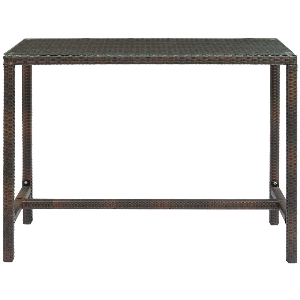 Conduit Outdoor Patio Wicker Rattan Large Bar Table in Brown