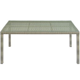 Conduit 70" Outdoor Patio Wicker Rattan Dining Table in Light Gray