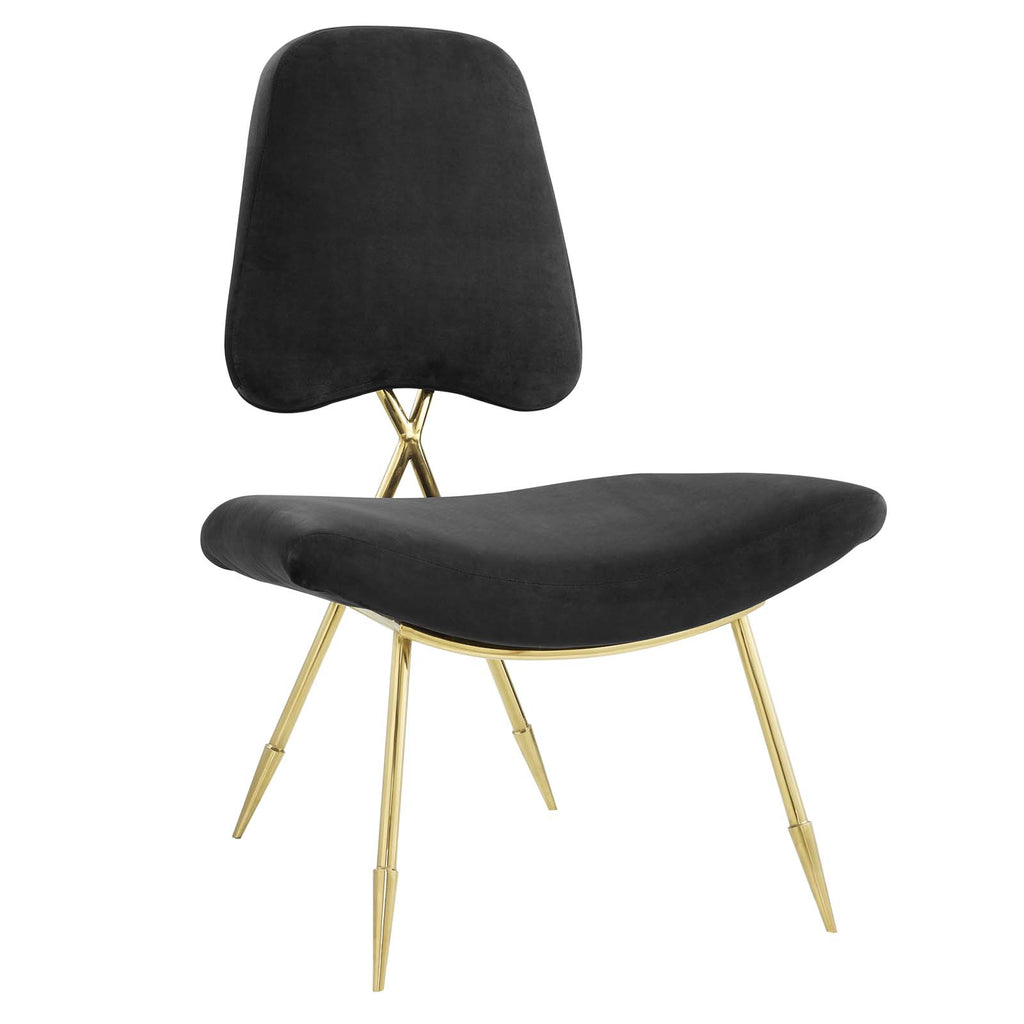 Ponder Performance Velvet Lounge Chair in Black