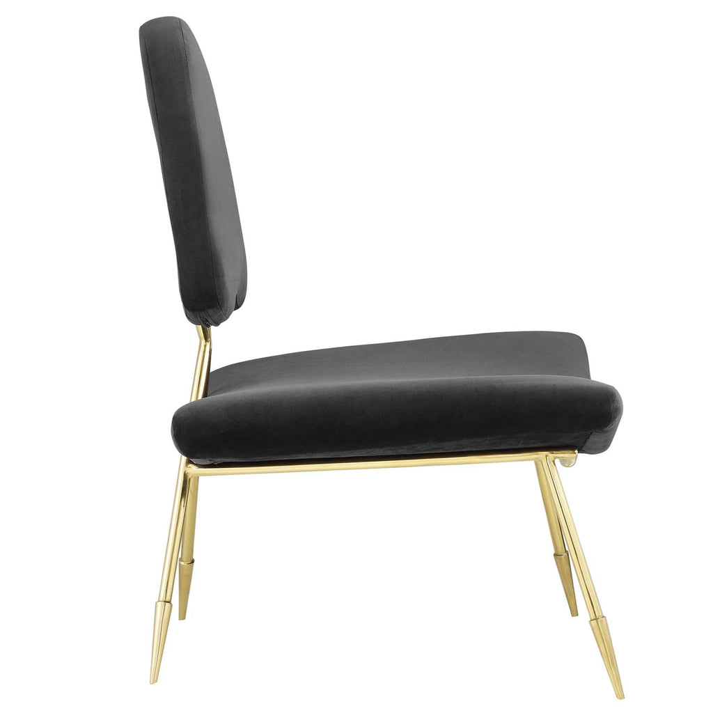 Ponder Performance Velvet Lounge Chair in Black