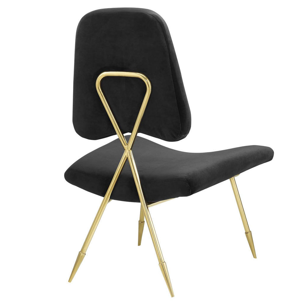 Ponder Performance Velvet Lounge Chair in Black