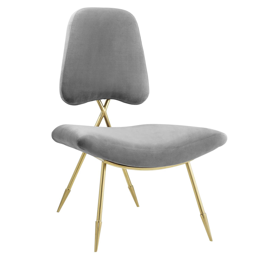 Ponder Performance Velvet Lounge Chair in Gray