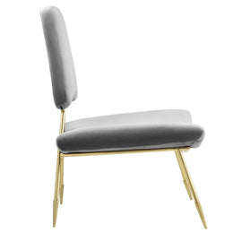 Ponder Performance Velvet Lounge Chair in Gray