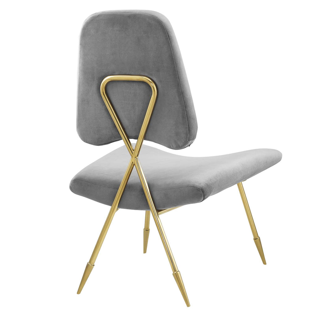 Ponder Performance Velvet Lounge Chair in Gray