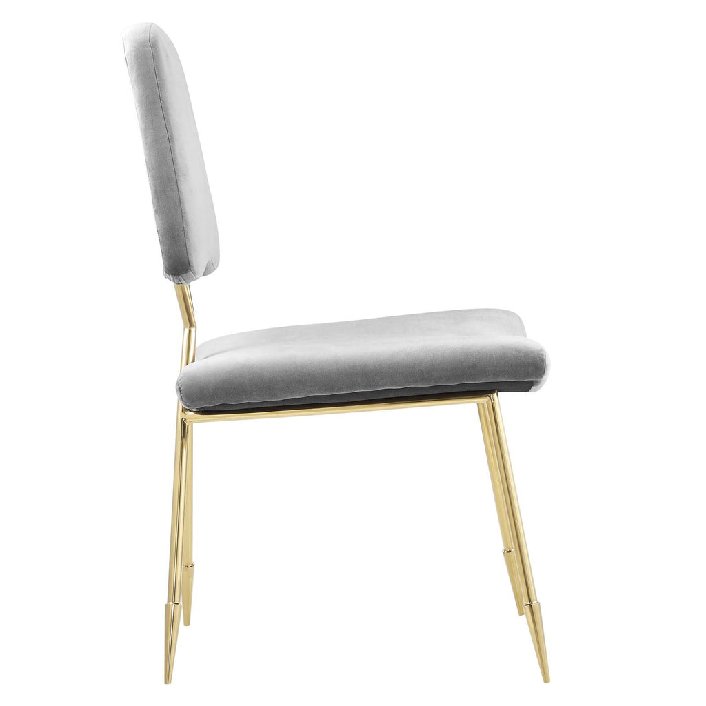 Ponder Performance Velvet Dining Side Chair in Gray