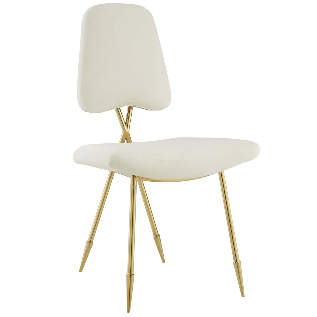 Ponder Performance Velvet Dining Side Chair in Ivory