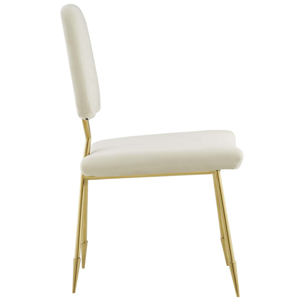 Ponder Performance Velvet Dining Side Chair in Ivory