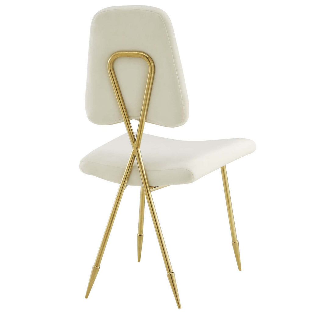 Ponder Performance Velvet Dining Side Chair in Ivory