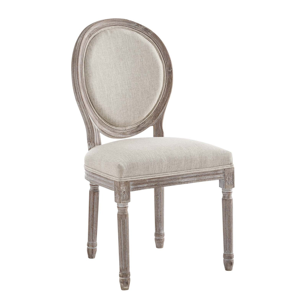 Emanate Vintage French Upholstered Fabric Dining Side Chair in Beige