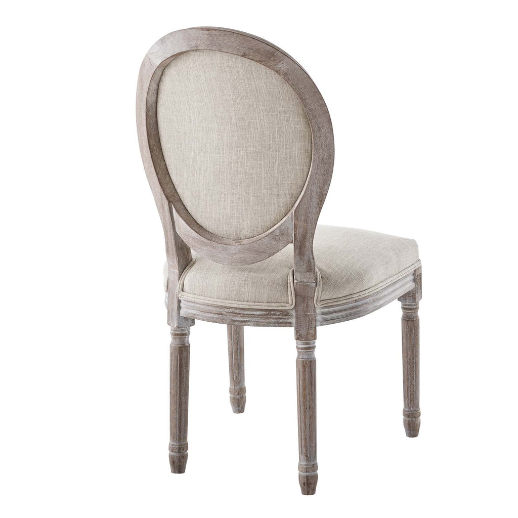 Emanate Vintage French Upholstered Fabric Dining Side Chair in Beige