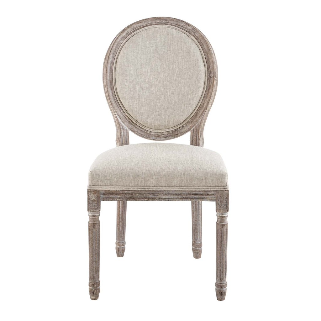 Emanate Vintage French Upholstered Fabric Dining Side Chair in Beige