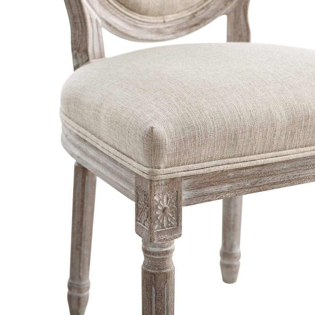 Emanate Vintage French Upholstered Fabric Dining Side Chair in Beige