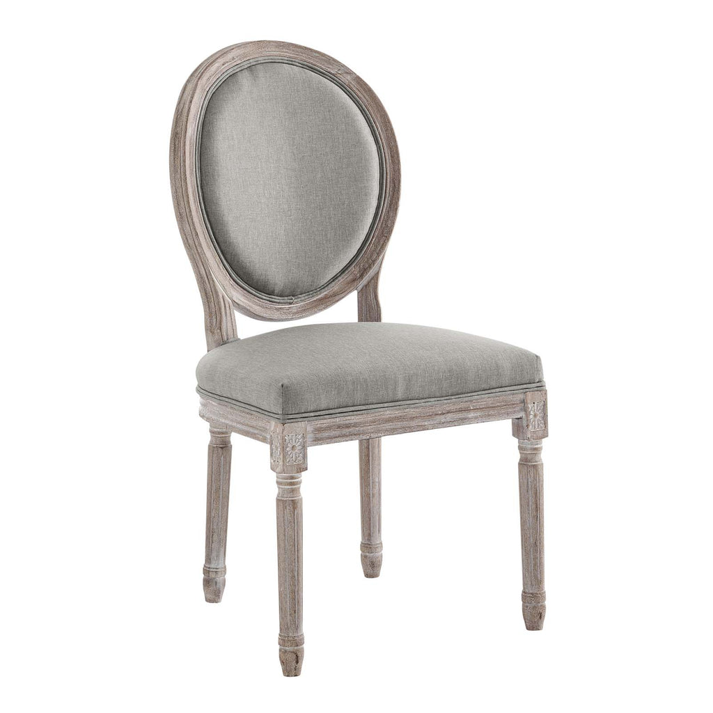 Emanate Vintage French Upholstered Fabric Dining Side Chair in Light Gray