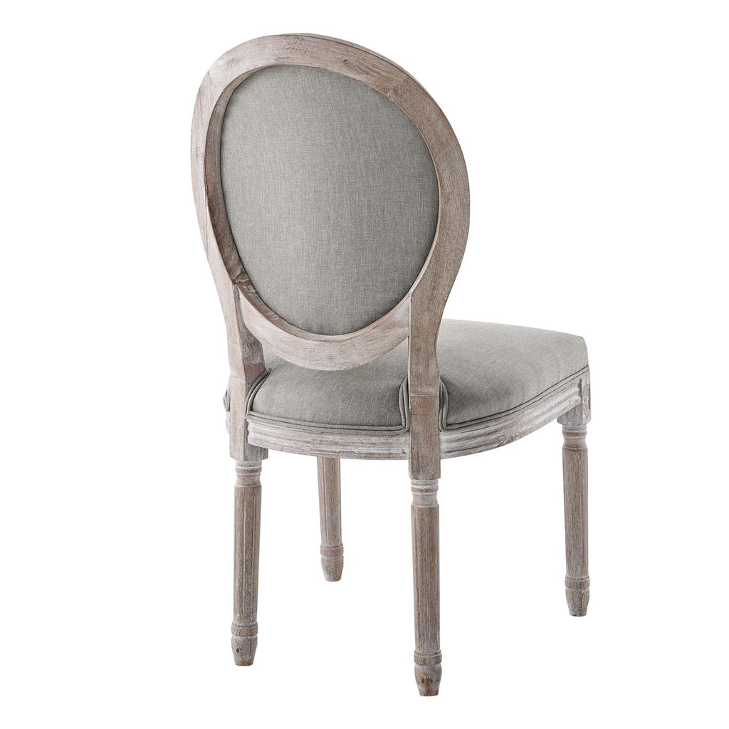 Emanate Vintage French Upholstered Fabric Dining Side Chair in Light Gray