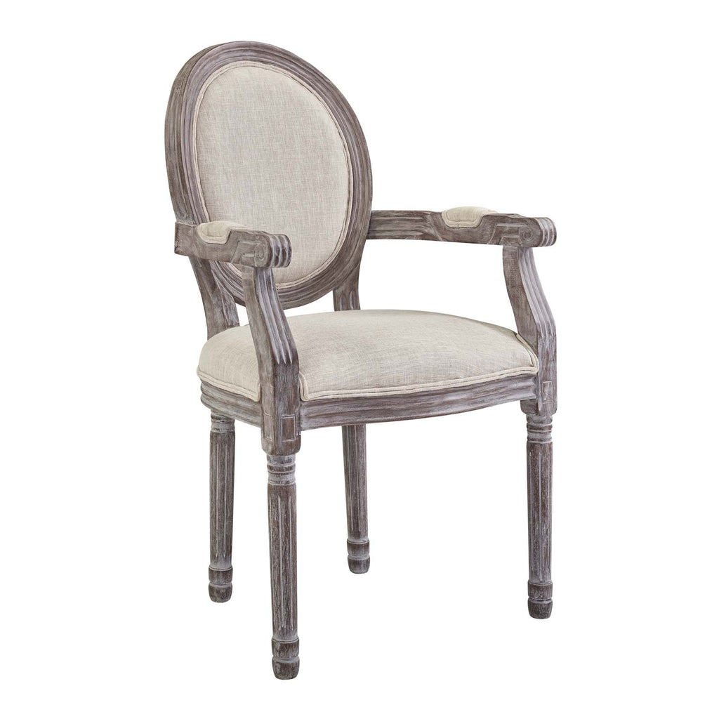 Emanate Vintage French Upholstered Fabric Dining Armchair in Beige