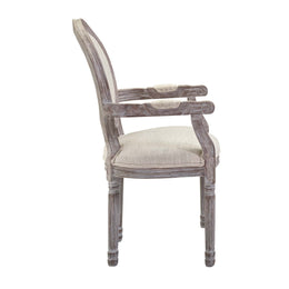 Emanate Vintage French Upholstered Fabric Dining Armchair in Beige