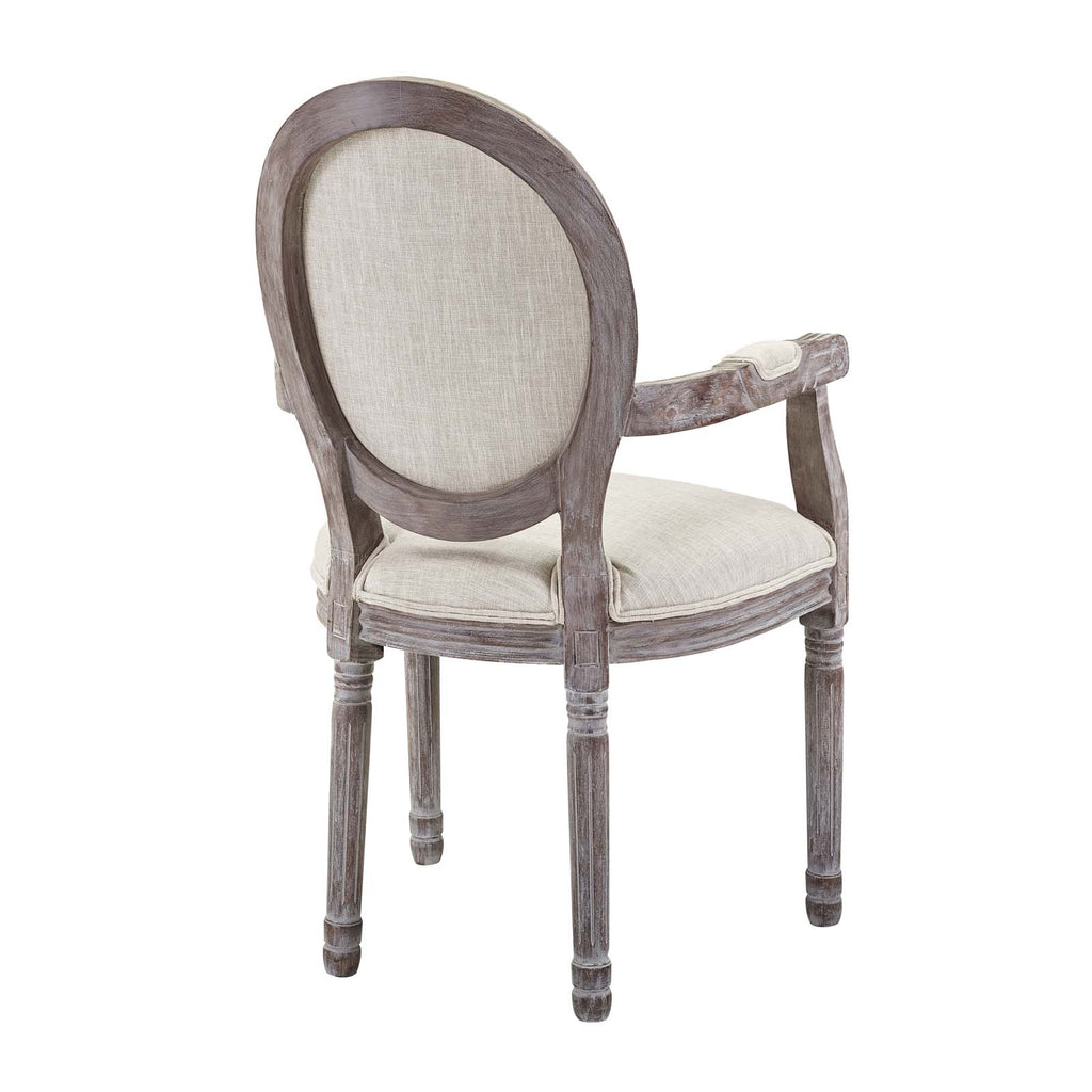 Emanate Vintage French Upholstered Fabric Dining Armchair in Beige