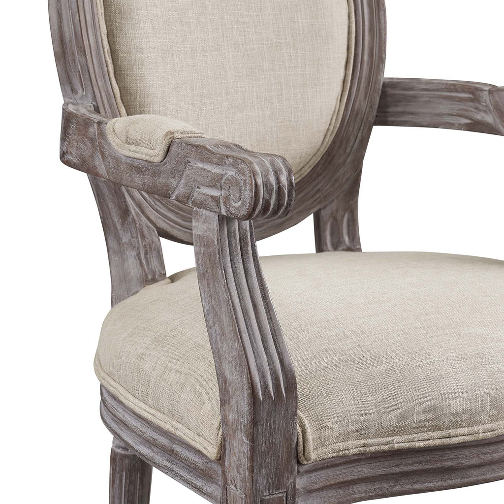 Emanate Vintage French Upholstered Fabric Dining Armchair in Beige