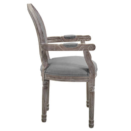 Emanate Vintage French Upholstered Fabric Dining Armchair in Light Gray