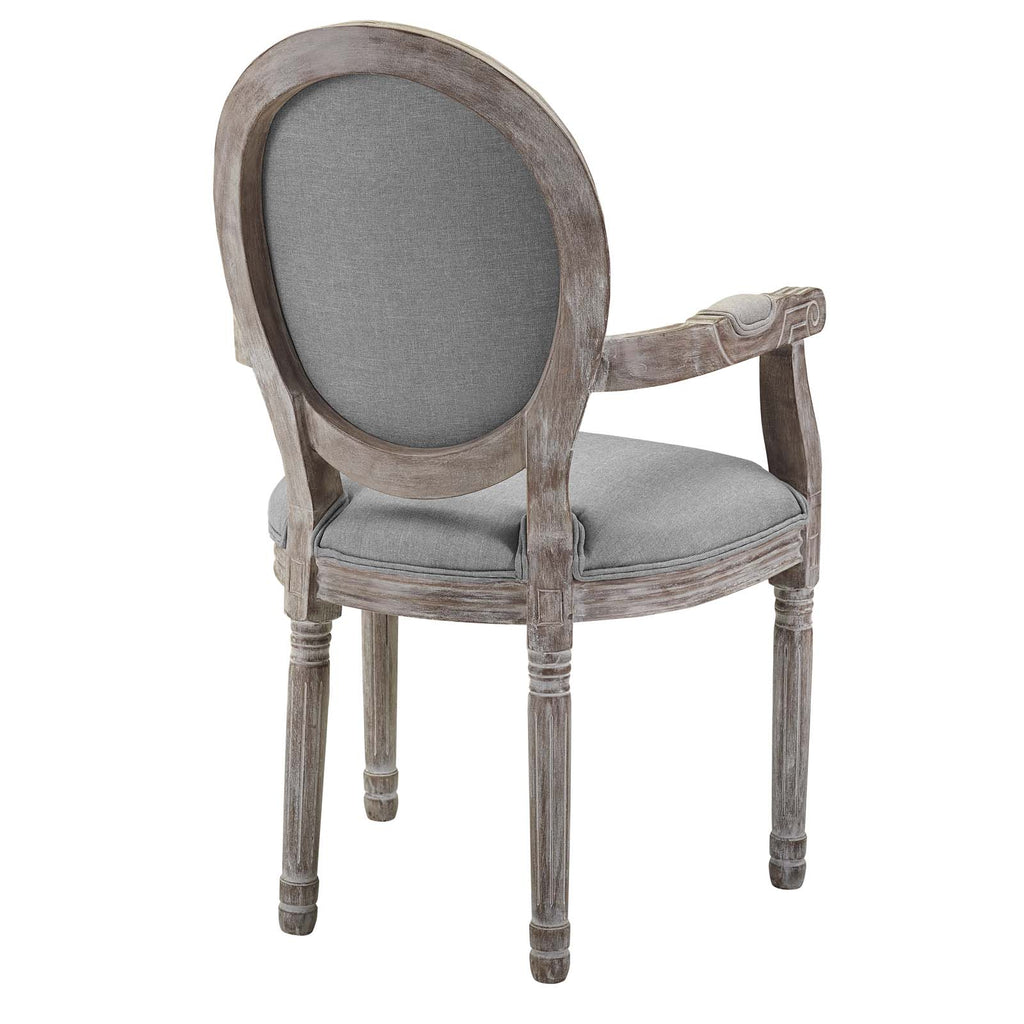 Emanate Vintage French Upholstered Fabric Dining Armchair in Light Gray