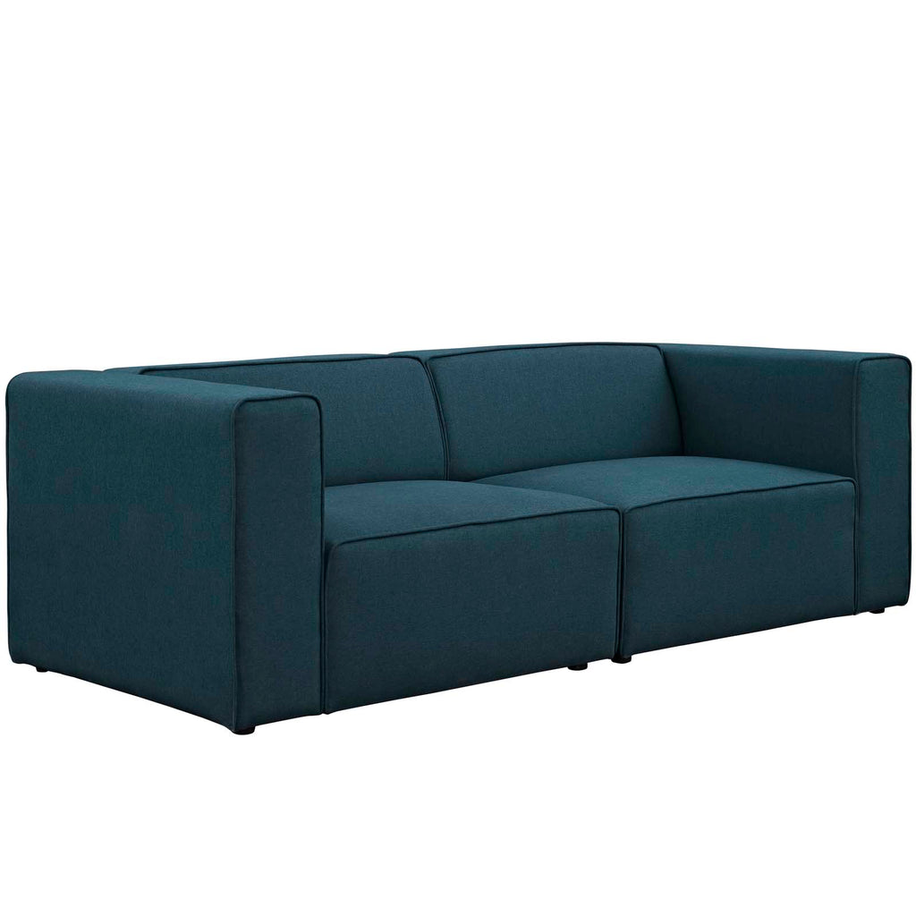 Mingle 2 Piece Upholstered Fabric Sectional Sofa Set in Blue