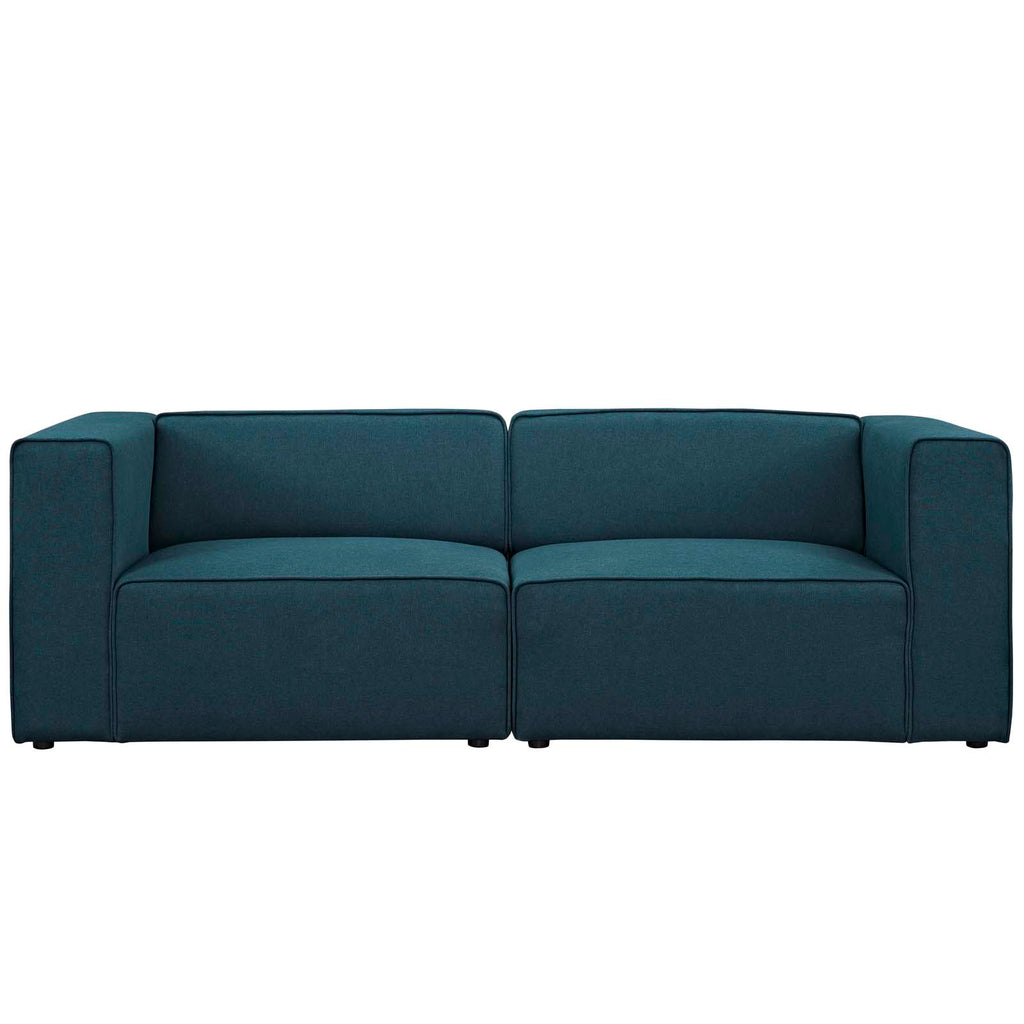 Mingle 2 Piece Upholstered Fabric Sectional Sofa Set in Blue