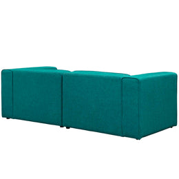 Mingle 2 Piece Upholstered Fabric Sectional Sofa Set in Teal