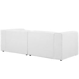 Mingle 2 Piece Upholstered Fabric Sectional Sofa Set in White