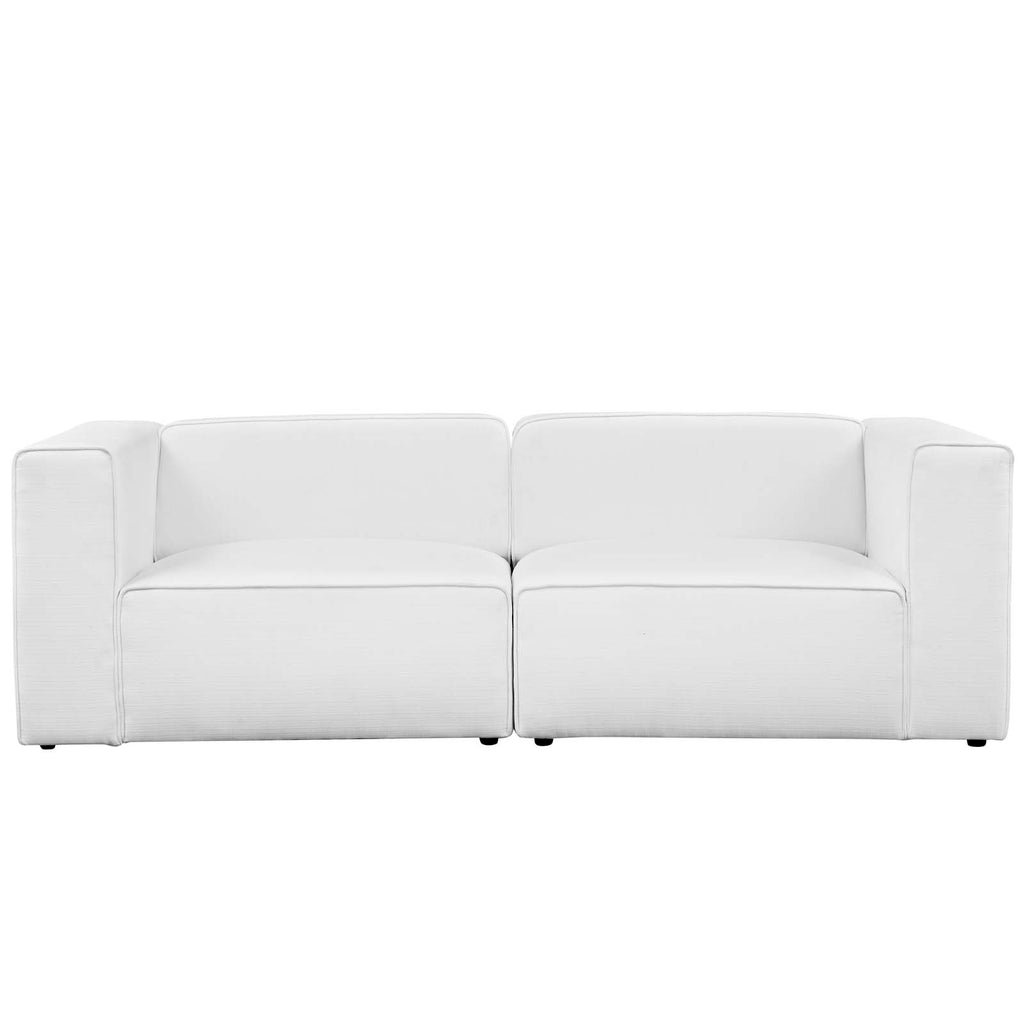 Mingle 2 Piece Upholstered Fabric Sectional Sofa Set in White