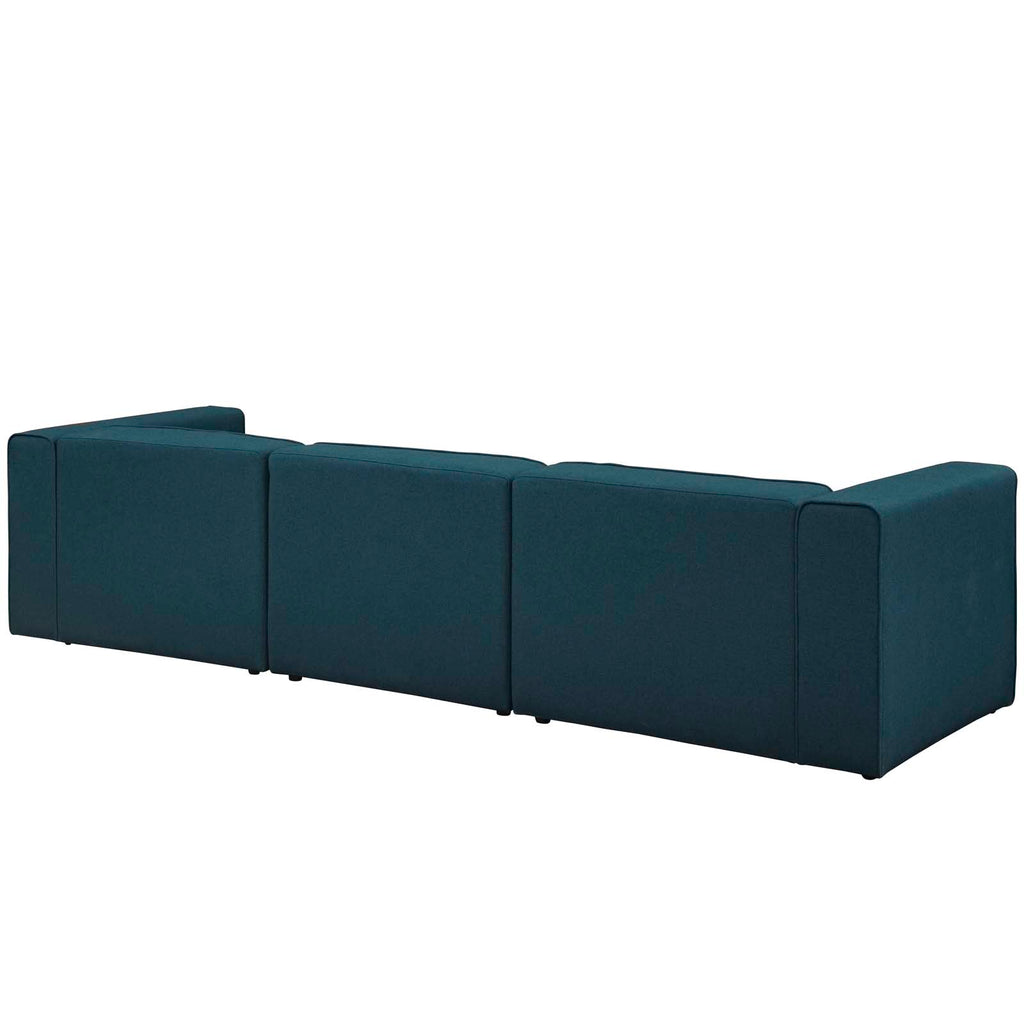 Mingle 3 Piece Upholstered Fabric Sectional Sofa Set in Blue
