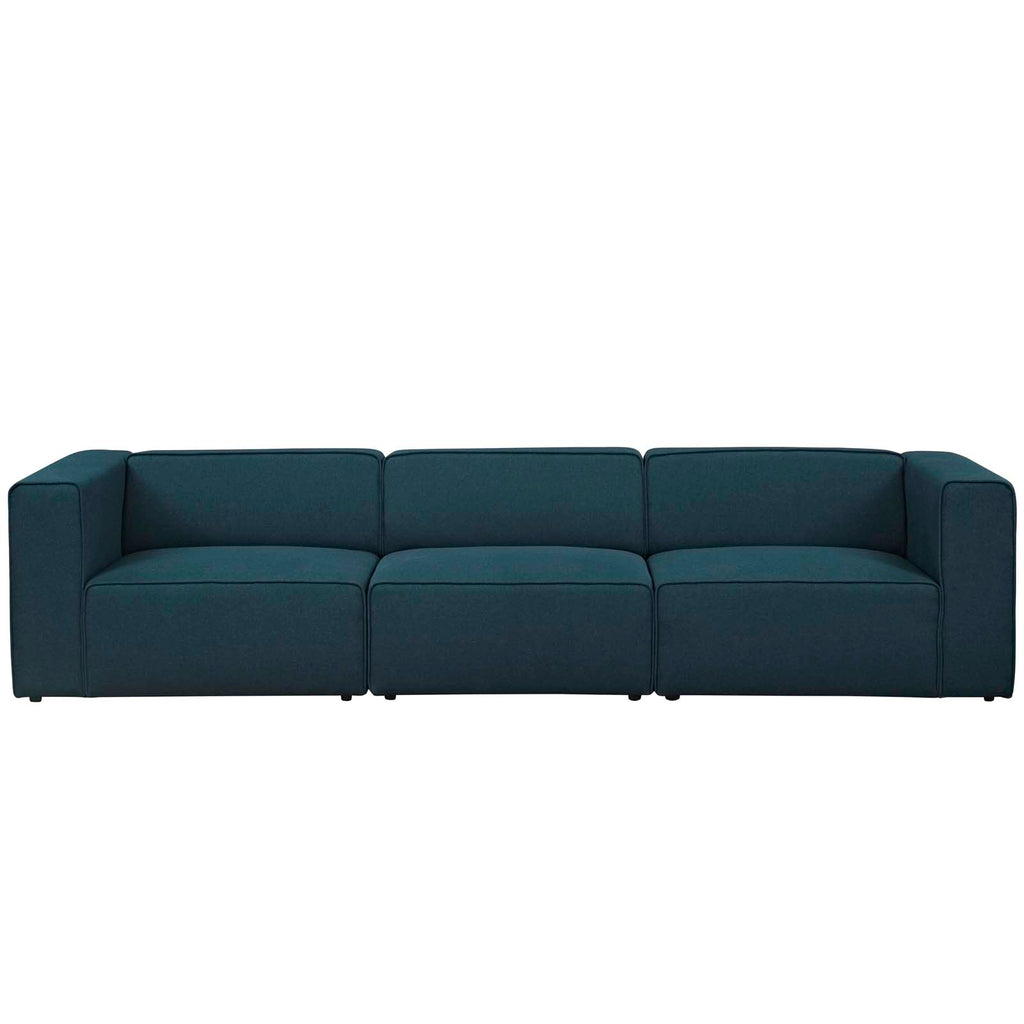 Mingle 3 Piece Upholstered Fabric Sectional Sofa Set in Blue