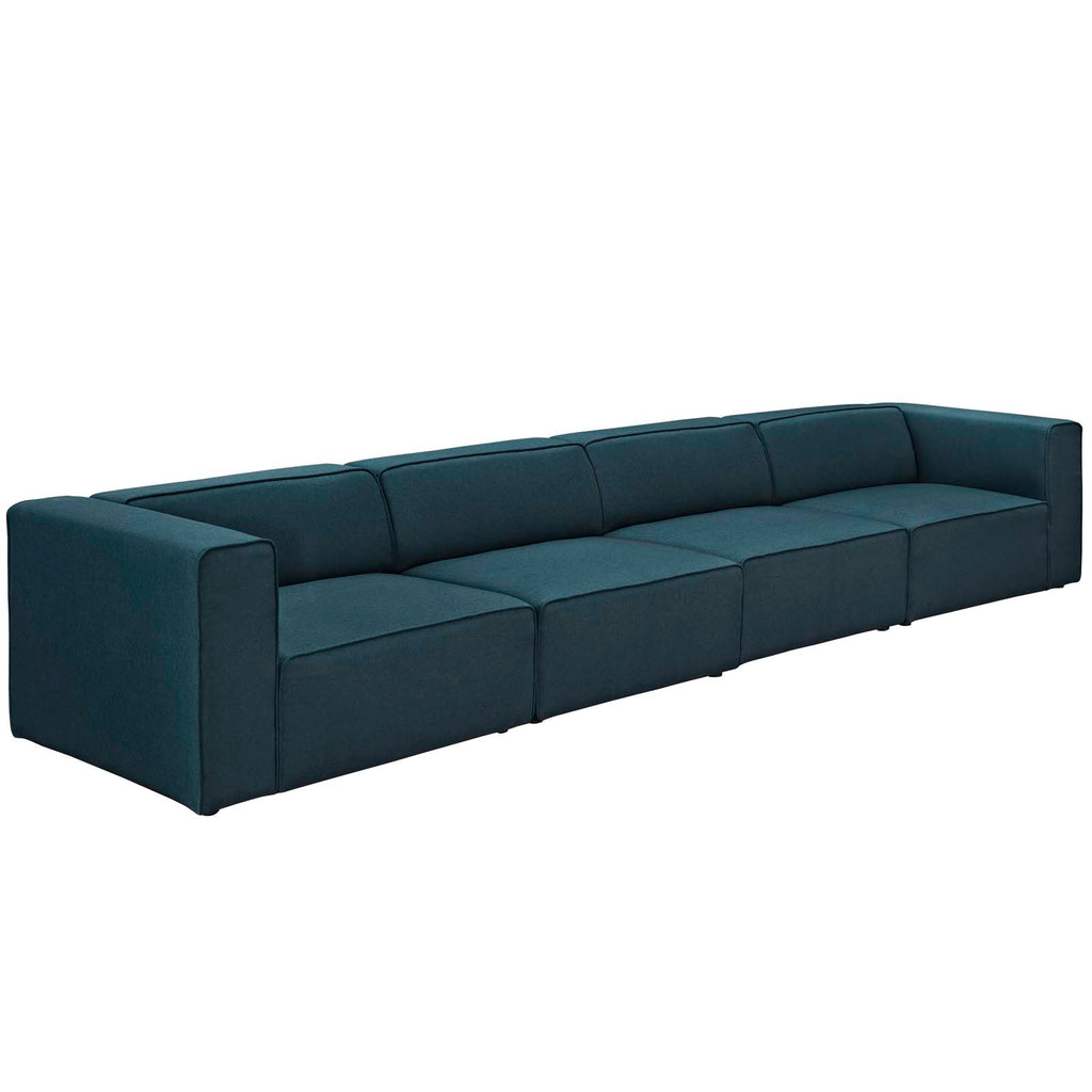 Mingle 4 Piece Upholstered Fabric Sectional Sofa Set in Blue-2
