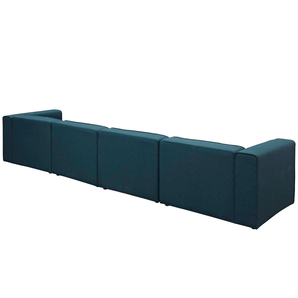 Mingle 4 Piece Upholstered Fabric Sectional Sofa Set in Blue-2