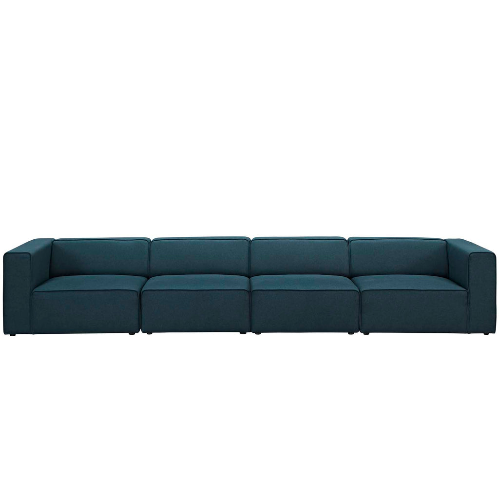 Mingle 4 Piece Upholstered Fabric Sectional Sofa Set in Blue-2