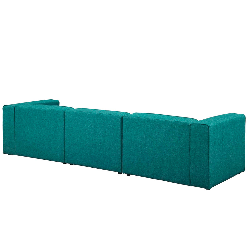 Mingle 4 Piece Upholstered Fabric Sectional Sofa Set in Teal-1