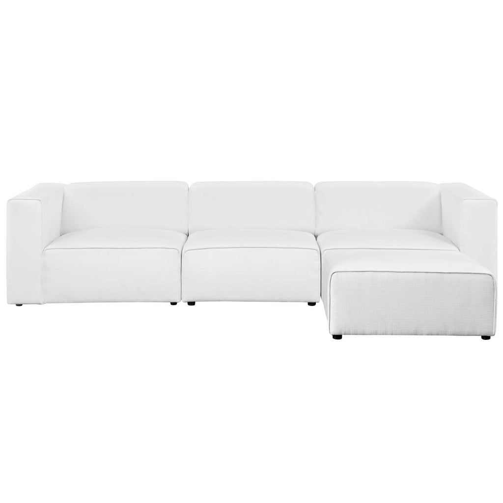 Mingle 4 Piece Upholstered Fabric Sectional Sofa Set in White-1