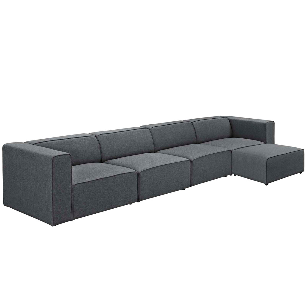 Mingle 5 Piece Upholstered Fabric Sectional Sofa Set in Gray-2