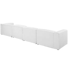 Mingle 5 Piece Upholstered Fabric Sectional Sofa Set in White-2