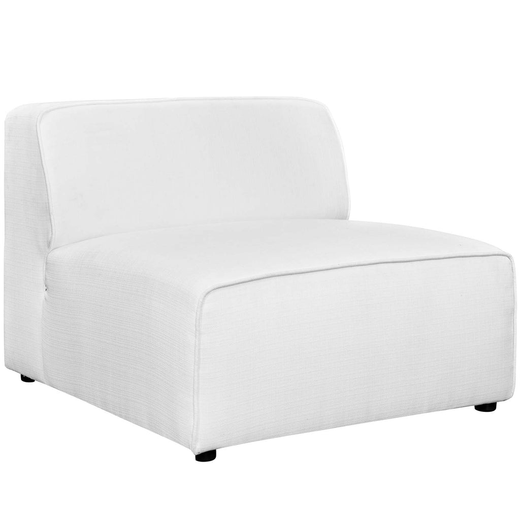 Mingle 5 Piece Upholstered Fabric Armless Sectional Sofa Set in White