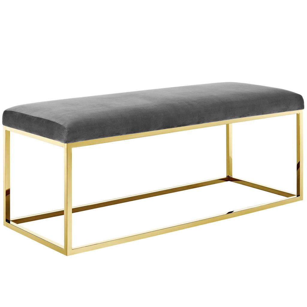 Anticipate Fabric Bench in Gold Gray