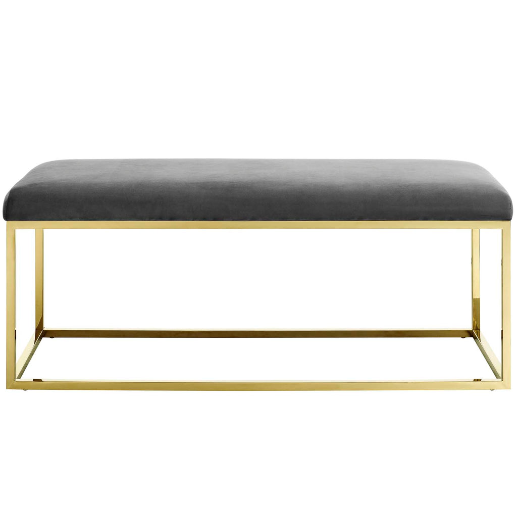 Anticipate Fabric Bench in Gold Gray