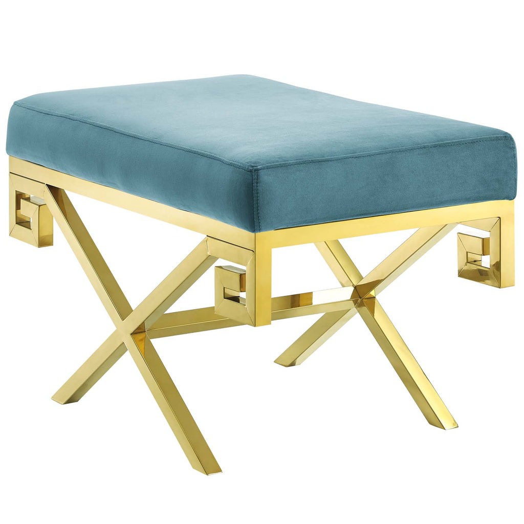 Rove Velvet Performance Velvet Bench in Sea Blue